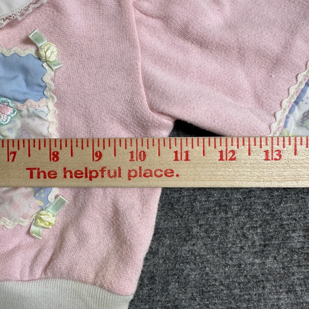 Doe-Spun Vintage Pink Lamb Patchwork Sweatshirt Lace Collar 12 Months - Picture 7 of 10
